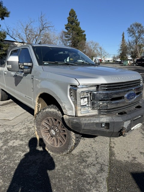 The F350 as it arrived at the shop before repair