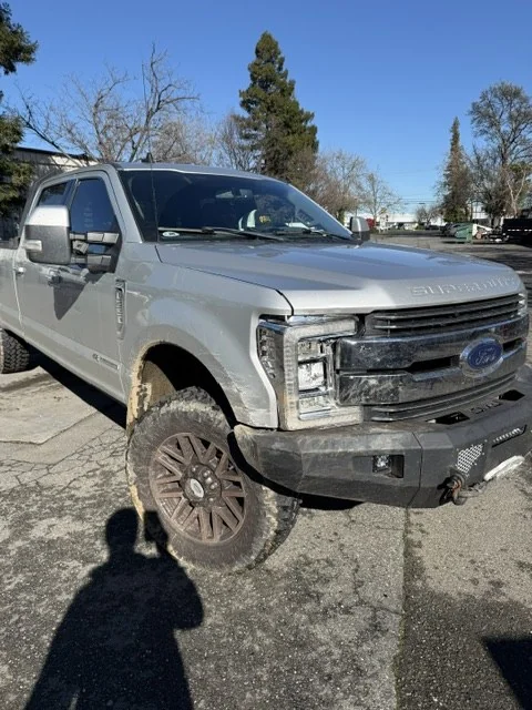 The F350 as it arrived at the shop before repair