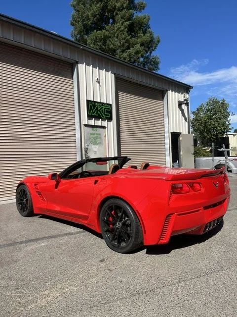 Red Corvette convertible personalized at Mike Knight Customs